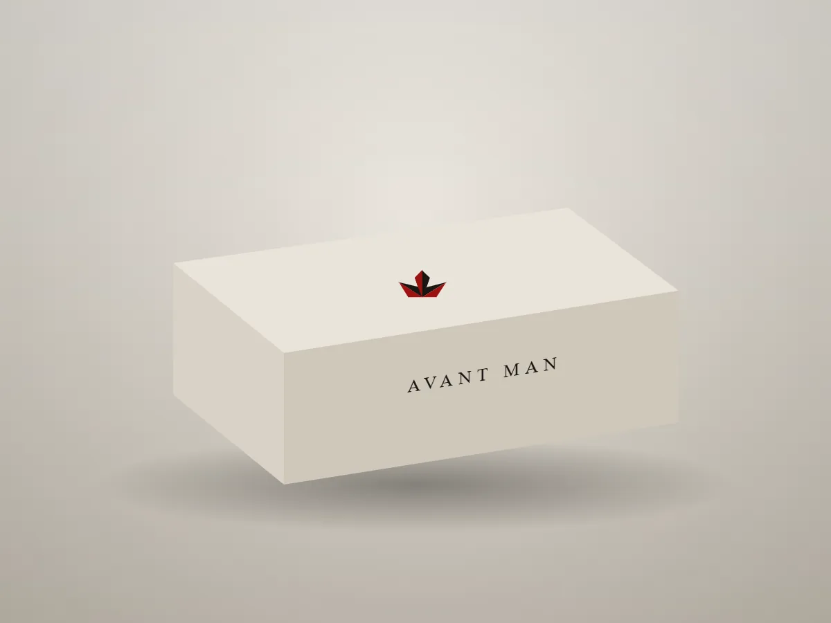 Flat lay of a folded Avant Rotation in its chalk mailer.